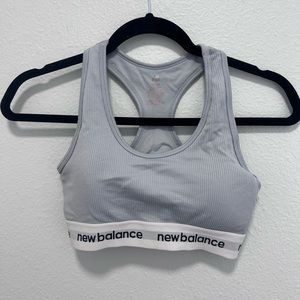 New Balance Gray White Black Racerback Sports Bra Size Medium